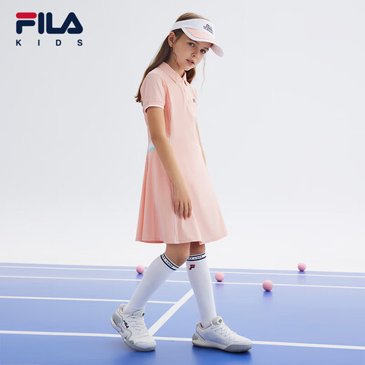 Fila Fila Children's Clothing Children's Skirt 2024 Summer Casual Sports Knitted Dress for Medium and Large Children Girls Bingche Orange-OR 160