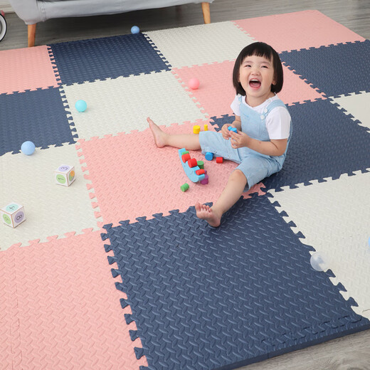 Jin Jin is equal to 0.5 kg Mu splicing foam floor mat thickened household climbing mat crawling mat tatami bedroom living room floor mat floor mat navy blue * red * white total 16 pieces 30 * 30 * 1cm