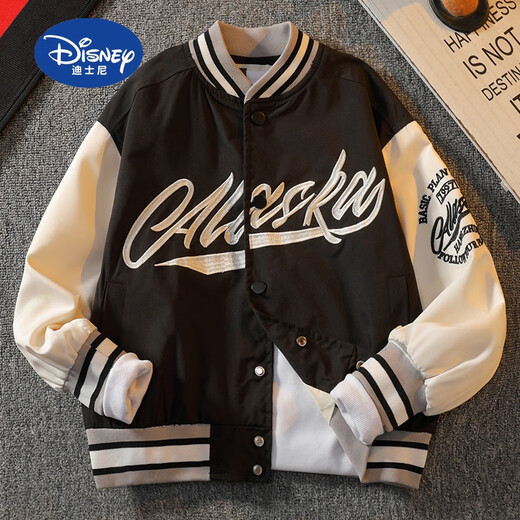 Disney (Disney) children's clothing boys' baseball uniform spring jacket 2025 new spring and autumn style for middle and large children spring boys handsome and fashionable off-white 160cm