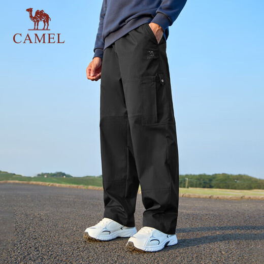 CAMEL Casual Outdoor Hiking Pants Men's Water-Repellent Straight Overalls J14CA6L6645 Phantom Black XXL