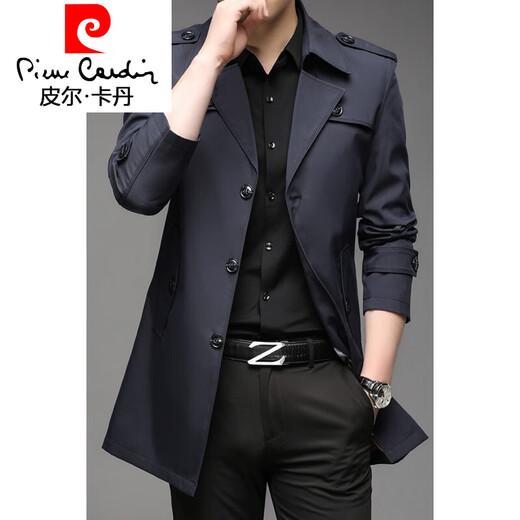 Pierre Cardin casual windbreaker men's mid-length lapel 2026 spring and autumn new business slim youth jacket 8906 off-white M 90-110Jin Jin equals 0.5 kg wear