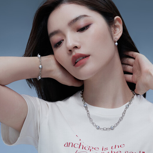 Lukfook Jewelry True Me Series Platinum 950 Seawater Pearl Platinum Bracelet as Gift GJT1TBB0005 Total Weight 13.12 Grams