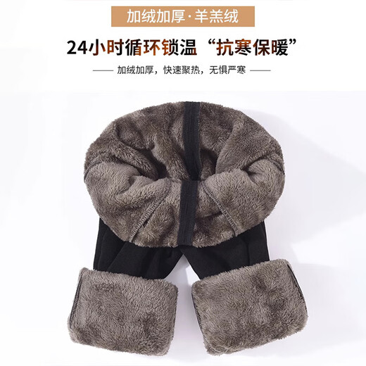 Yu Zhaolin plus fleece pants for women, winter thickened corduroy mom pants, straight-leg chenille windproof warm pants for the elderly, black, extra thick sherpa 2XL recommended 100-115Jin Jin equals 0.5kg