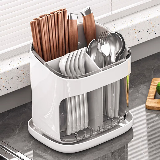 Youqin chopstick tube storage box kitchen countertop spoon tableware drain rack chopstick cage basket bucket white