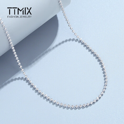 TTMIX shiny pt950 platinum necklace women's platinum clavicle chain plain chain ball diamond chain adjustable 6.1-6.3g 50cm thick 1.5mm