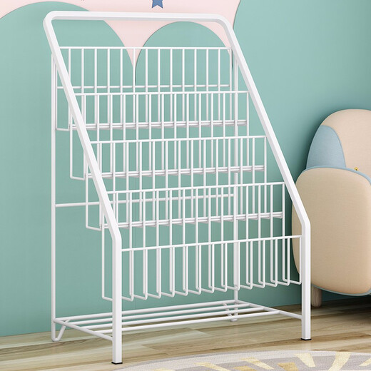 SuoErnuo estantería estantería para libros con imágenes para niños estantería de pie lectura para estudiantes sala de estar estantería de almacenamiento estantería con ventana salediza estantería simple de cuatro capas blanco 9894 longitud 41 altura 71,5