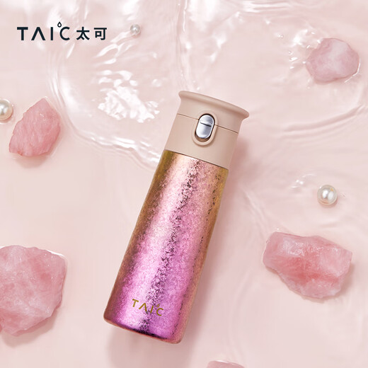 TAIC pure titanium thermos cup, one-click pop-up lid, lightweight thermal insulation and cold storage accompanying water cup, small portable titanium cup holiday gift, Luoluoqing 420ml