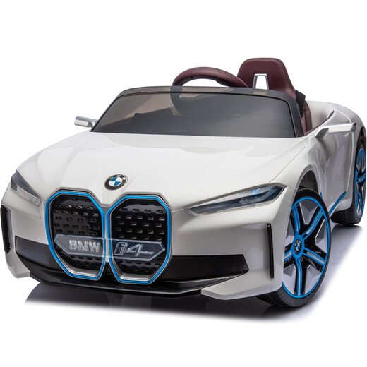 Xingchenhao BMW i4 children's electric car four-wheel drive car can be driven with remote control toy car and can sit in a baby stroller BMW i4 white four-wheel drive + remote control swing + Bluetooth + leather seat