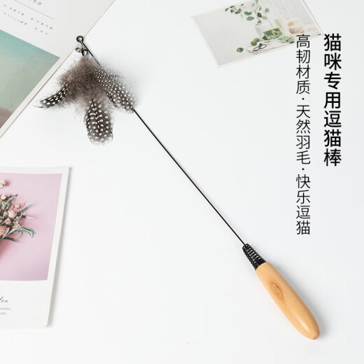 Hanhan Paradise CFA competition grade wooden handle spring Internet celebrity funny cat stick pearl feather bell removable replacement head durable cat toy