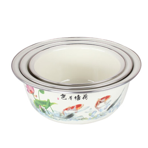 Oulijia enamel enamel basin and basin kneading basin old-fashioned enamel basin large hair basin flavor bucket kitchen sink 32cm lotus pond moonlight