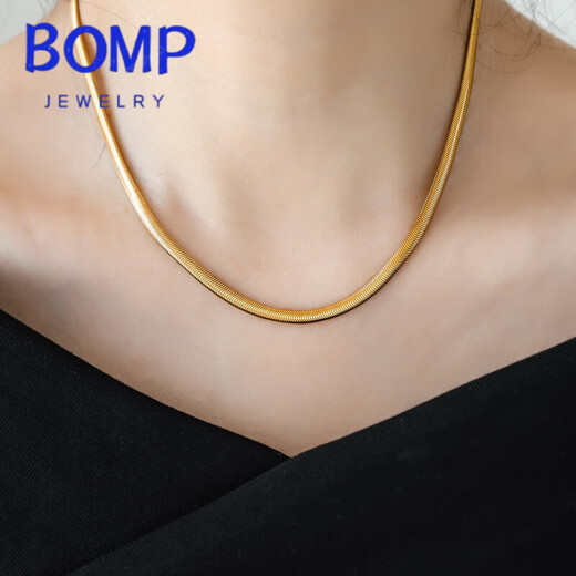 Fat Donglai's same style 18k gold snake bone l chain does not fade Italian 18K gold plated soft snake bone l chain clavicle necklace for women soft snake bone necklace 40 cm gold