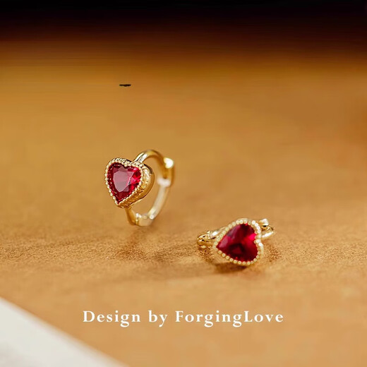 DL 199818k gold love earrings natural garnet earrings for women K gold ear bone rings ruby earrings love ruby earrings