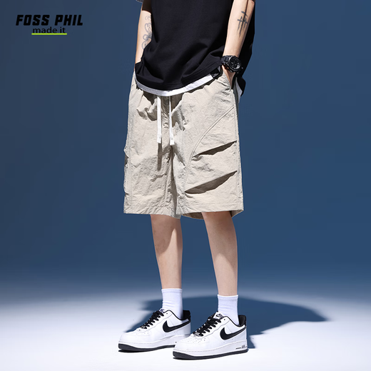 
Foss Phil shorts men's summer workwear trendy casual ice silk mid-pants loose sports five-point pants 9906 khaki L