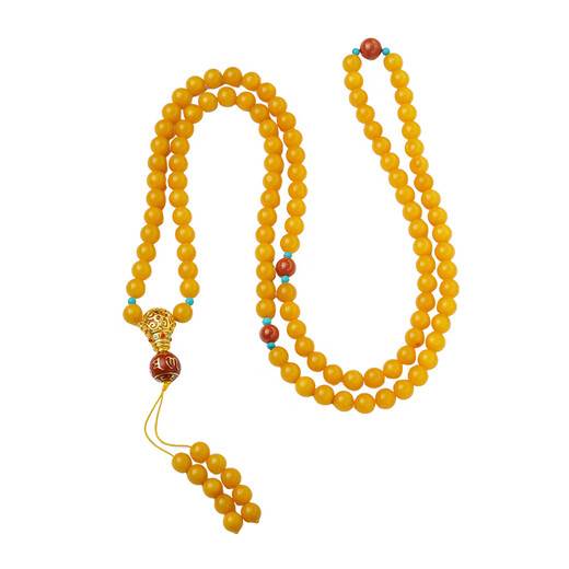 Potala Palace beeswax 108 necklace incense ash six-character mantra transfer beads amber turquoise south red pendant birthday gift Xican beeswax 108 beads string