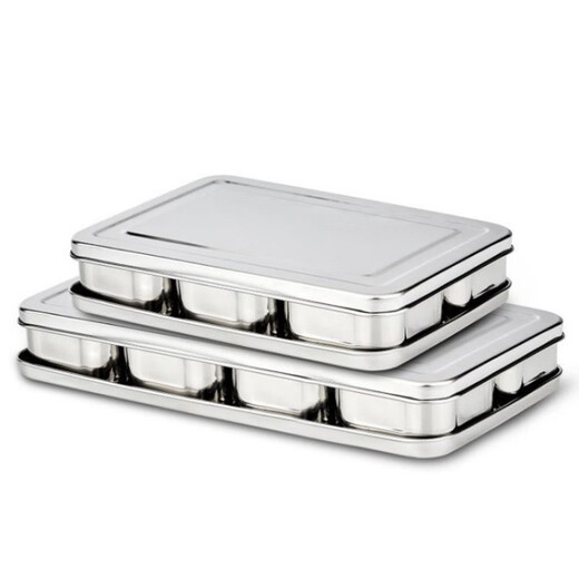 Enshousu stainless steel seasoning box seasoning box machine-made flavor box sample box food display box seasoning jar with lid commercial stall 6-grid seasoning box with lid and spoon