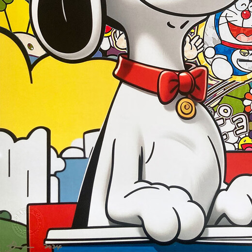 Sanwei Living Room Decoration Painting Death NYC autographed limited edition A2 series Snoopy modern trendy print cartoon animation aluminum alloy black frame 43*60.4cm