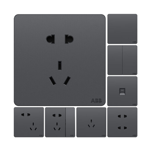 Shantou Lincun ABB switch socket Junzhi space gray one open two open five-hole USB pure flat panel home dark 1 three open single control AZ103-MG