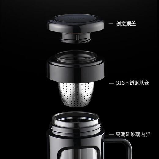 Fuguang high borosilicate glass cup business office plastic cup large capacity water cup tea water separation tea cup with tea partition