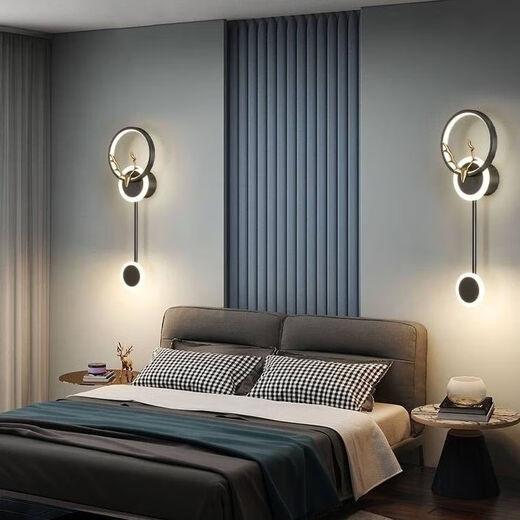 FENGLANQ FENGLANQ golden black wall lamp bedside lamp decorative background wall starry sky and deer head LED new engineering TV wall long starry sky black three-color dimming