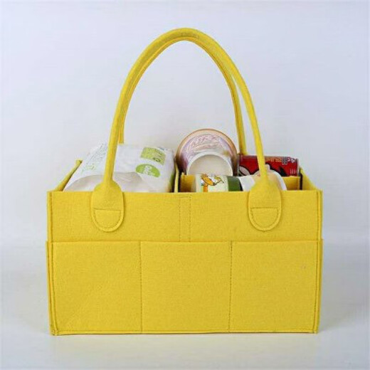 
Portable diapers felt storage bag Large capacity handbag Baby diapers Multi-grid storage bag Yellow 33-23-18