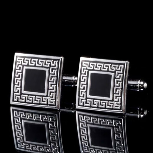 Suican men's tie clip cufflink set business wedding high-end tie clip pin birthday gift suit cuff pin cuff pin black retro pattern cufflink set