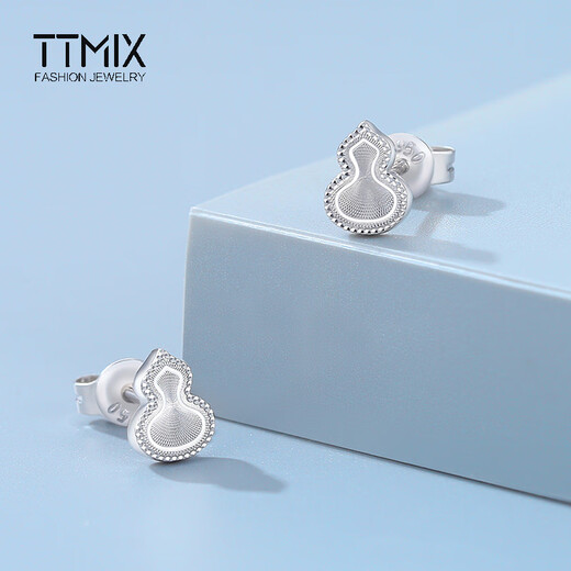 TTMIX New Chinese Style Women's Platinum Earrings pt950 Gourd Platinum Earrings Fashionable Temperament for Your Girlfriend 2.0-2.2g