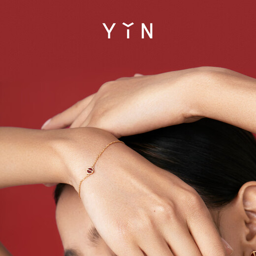 YIN Series Gold Ratio Carnelian 18K Gold Bracelet Mini Single Flower Red Adzuki Bean Jewelry Gift Rose Hui Single Flower 15+1+1cm