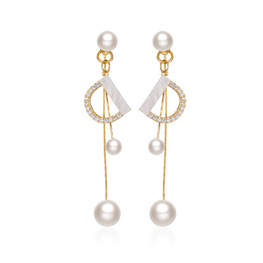 Qlady temperament tassel earrings for women 2024 new temperament high-end imitation pearl earrings light luxury silver needle letter earrings