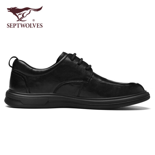 Septwolves men's shoes casual leather shoes soft surface wear-resistant cowhide formal shoes business shoes W8343030604 black 42