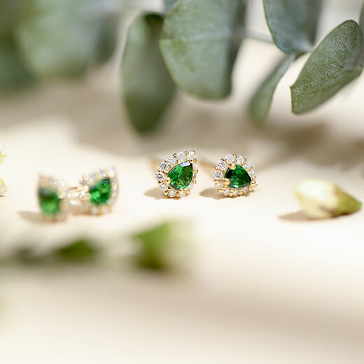 Xuanxian tsavorite earrings water drop earrings surrounded by diamonds green color earrings diamond inlaid natural diamond inlaid