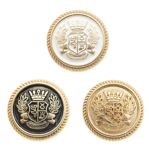 Shantou Lincun Metal Wheat Buttons British Crown Suit Matte Gold Rubbed Black and White Paint College JK Uniform Coat Buttons Matte Gold Rubbed Black Paint 6 pcs