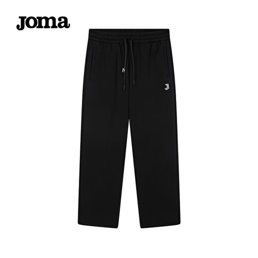 JOMA fleece sweatpants for men and women, autumn and winter loose straight knitted sweatpants, winter outdoor running flat casual pants, black L