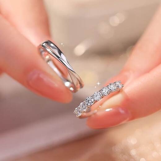 MZMZ Platinum Couple Ring PT950 Platinum Diamond Pair Ring Pair Requesting Engagement Valentine's Day Birthday Gift for Girlfriend Luxury Style - Endless Love Pair Ring Available Live/Closed