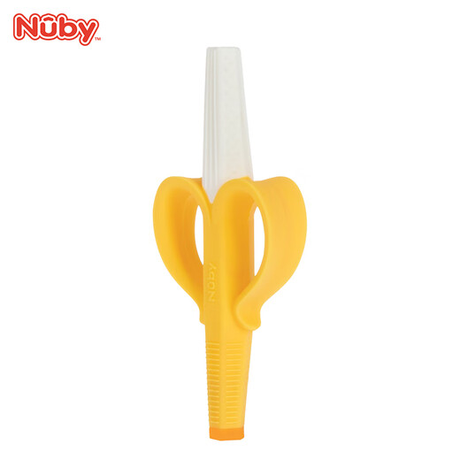Nuby feeding supplies, baby teether, baby teeth soothing fruit teether, 3/6 months chewable and boilable, carrot shape, 1 pack