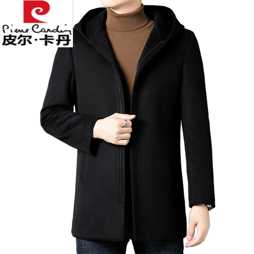 Pierre Cardin Autumn and Winter Men's Casual Hooded Double-sided Wool Coat Autumn and Winter Removable Down Jacket Lined Wool Coat Double-sided Wool-Khaki High-End Down Liner M 170 Recommended 125Jin Jin is equal to less than 0.5kg