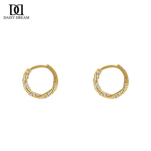DAISY DREAM Möbius Earrings for Women 2025 New Hot Style High-Quality Hoop Earrings Temperament Earrings Unique Spring and Summer Earrings Golden Zircon Möbius Earrings