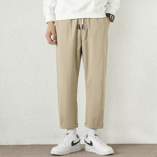 Jean-Vis d'été Nouveau pantalon décontracté pour les hommes lâche droite 2025 Nouveau pantalon confortable de neuf points de neuf points 9904 Kaki Gris [coton respirant de haute qualité]