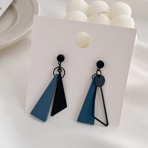 Core luxury irregular geometric blue earrings for women retro niche exaggerated earrings simple design temperament earrings haze blue geometric earrings