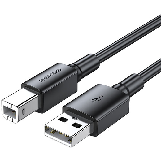 胜为（shengwei）打印机数据线USB2.0高速打印线电源接口连接线通用惠普HP佳能爱普生打印机连接线黑色 2米AUB1020G