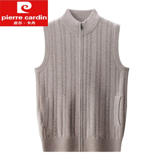 Pierre Cardin Wollweste für Männer mittleren Alters und ältere Menschen Frühling, Herbst und Winter verdickte warme Pulloverweste Papa Strickjacke Weste rot Geschenkbox XL 115