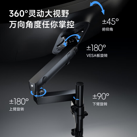 机械臂笔记本倒挂北弧显示器支架宿舍寝室倒装电脑支 立柱双屏款可倒挂承重12KG