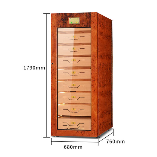 Bulldog cigar cabinet constant temperature and humidity control humidification cabinet constant humidity ammonia removal red wine imported compressor cedar wood German fingerprint password lock wifi large high-end solid wood shell divine dog vc528 elm fourth generation plus divine dog fingerprint password lock WiFi 2800 pieces