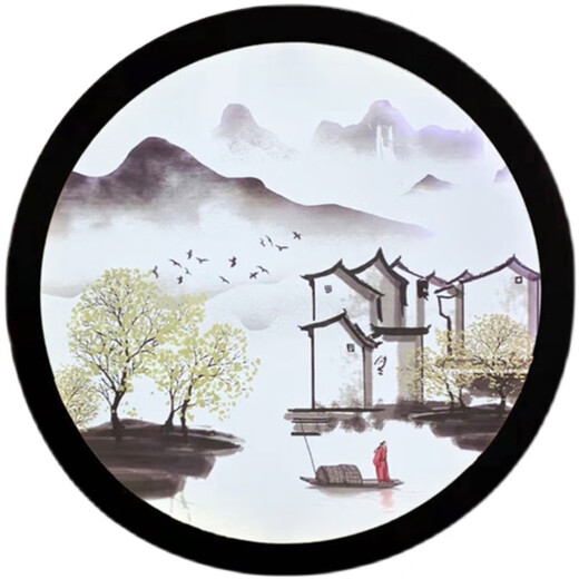 Yilin 2023 new wall lamp bedroom living room European and Chinese style painting staircase light luxury creative decoration Internet celebrity background wall bedside lamp Shanshui Renjia-monochrome warm light