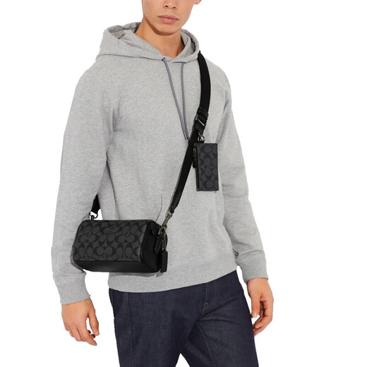 蔻驰（COACH）【元旦礼物】男包Canvas男士斜挎包单肩子母包送男友/老公 CJ674 黑色 QBO4G