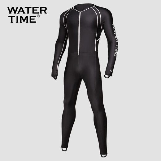 WATERTIME wetsuit men's jellyfish suit snorkeling suit sun protection waterproof mother cold one-piece long-sleeved swimsuit swimming surfing equipment black XL (height 170-175 weight 65-75kg)