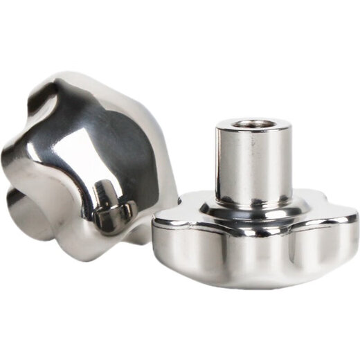 Lingjian 304 stainless steel plum blossom handle nut mechanical handwheel hand screw star handle knob hexagonal nut m12 finely polished solid M16 handwheel 75mm
