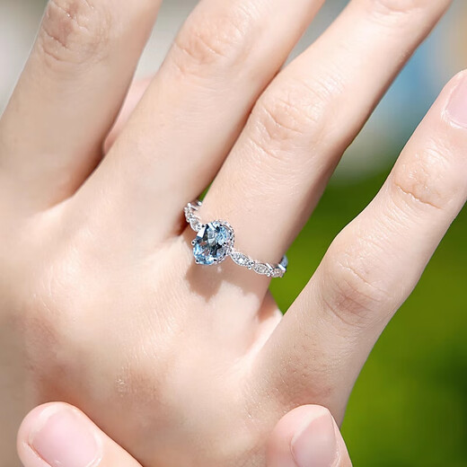 Fat Donglai's same aquamarine ring Arcoiris pure stone S925 silver crown original design with sweet and elegant temperament No. 10