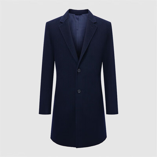 Good News Bird doppelseitiger Wollmantel in mittlerer Länge, reiner Wolltextur-Freizeitmantel für Herren KEBS223031U Marineblau 54