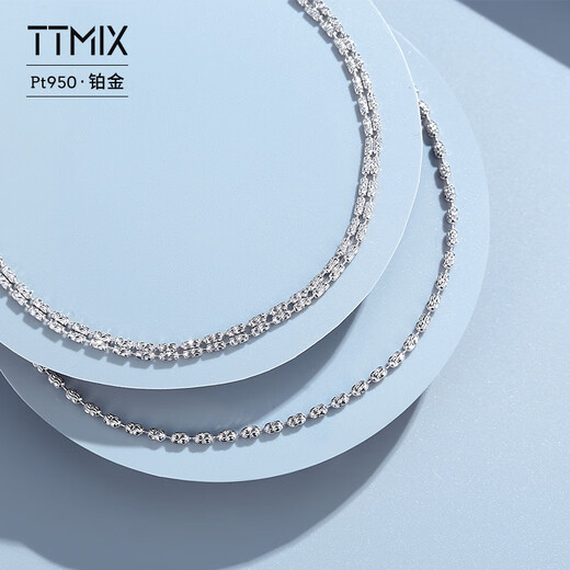 TTMIX platinum pt950 bracelet for women, light luxury platinum double layer sparkling diamond chain bracelet for wife, double layer 5.5-5.7g 17+2cm