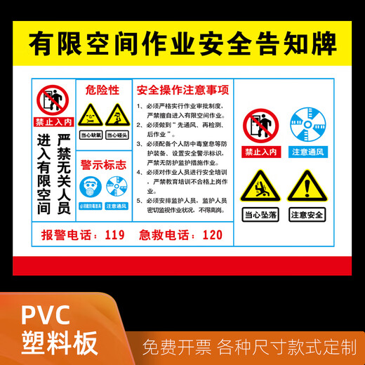 Zimeng limited space warning sign limited space safety notice limited space warning sign sign risk 01-style 01 (PVC plastic plate) 40x50cm